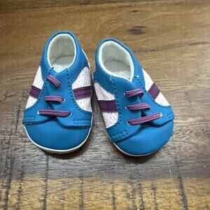 American Girl Doll Shoes ~ Blue / Purple / Tan Athletic Sneakers
